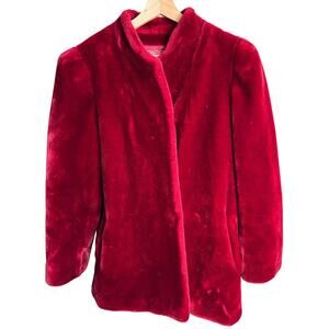 Vintage Sasson Borgazia Plush Faux Fur Coat Burgundy *Dimensions in Picture*